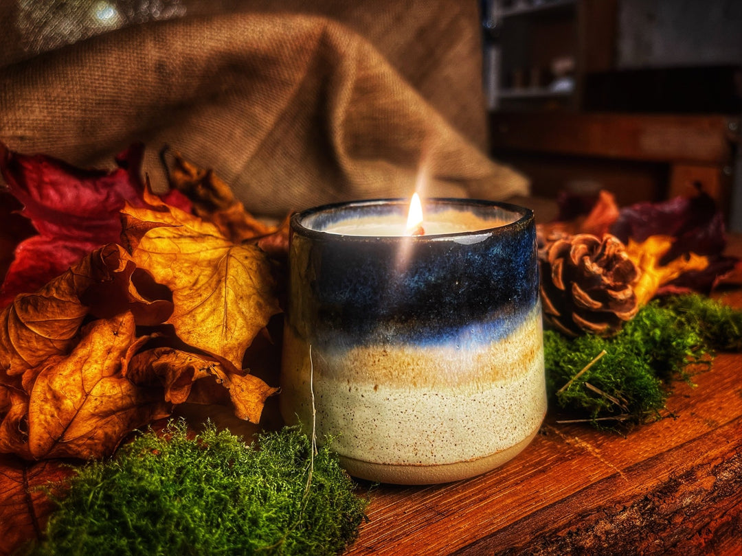 Enzian Stoneware Candle - The Church Farm Craft Company